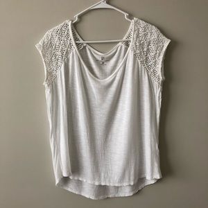 White blouse with crochet sleeves